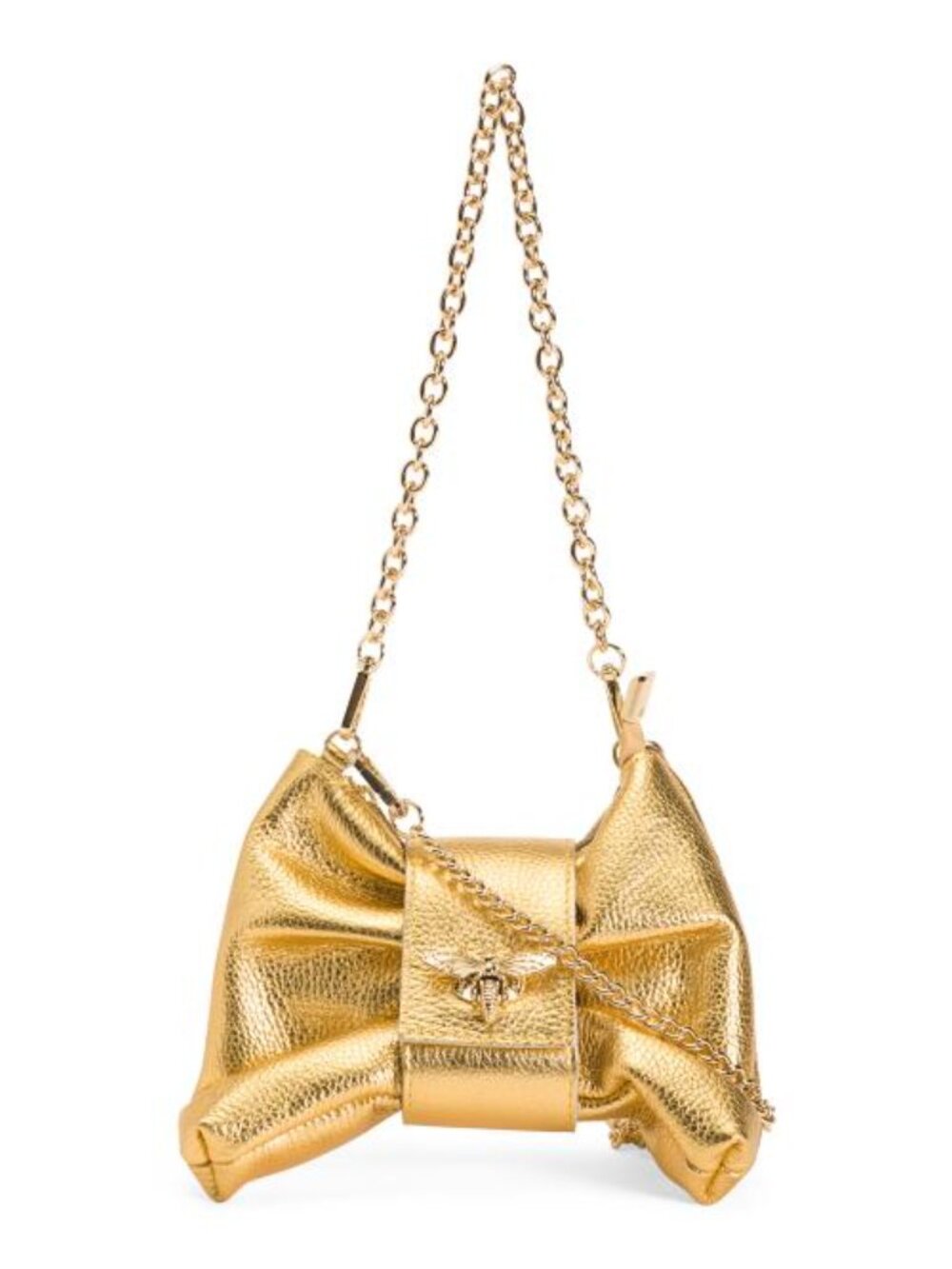 PERSAMAN NEW YORK Made In Italy Leather Bee Bow Clutch